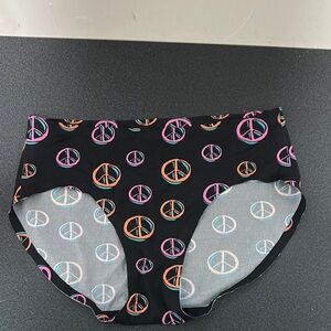MeUndies Peace Sign Panties - Black with Multicolor Accents
